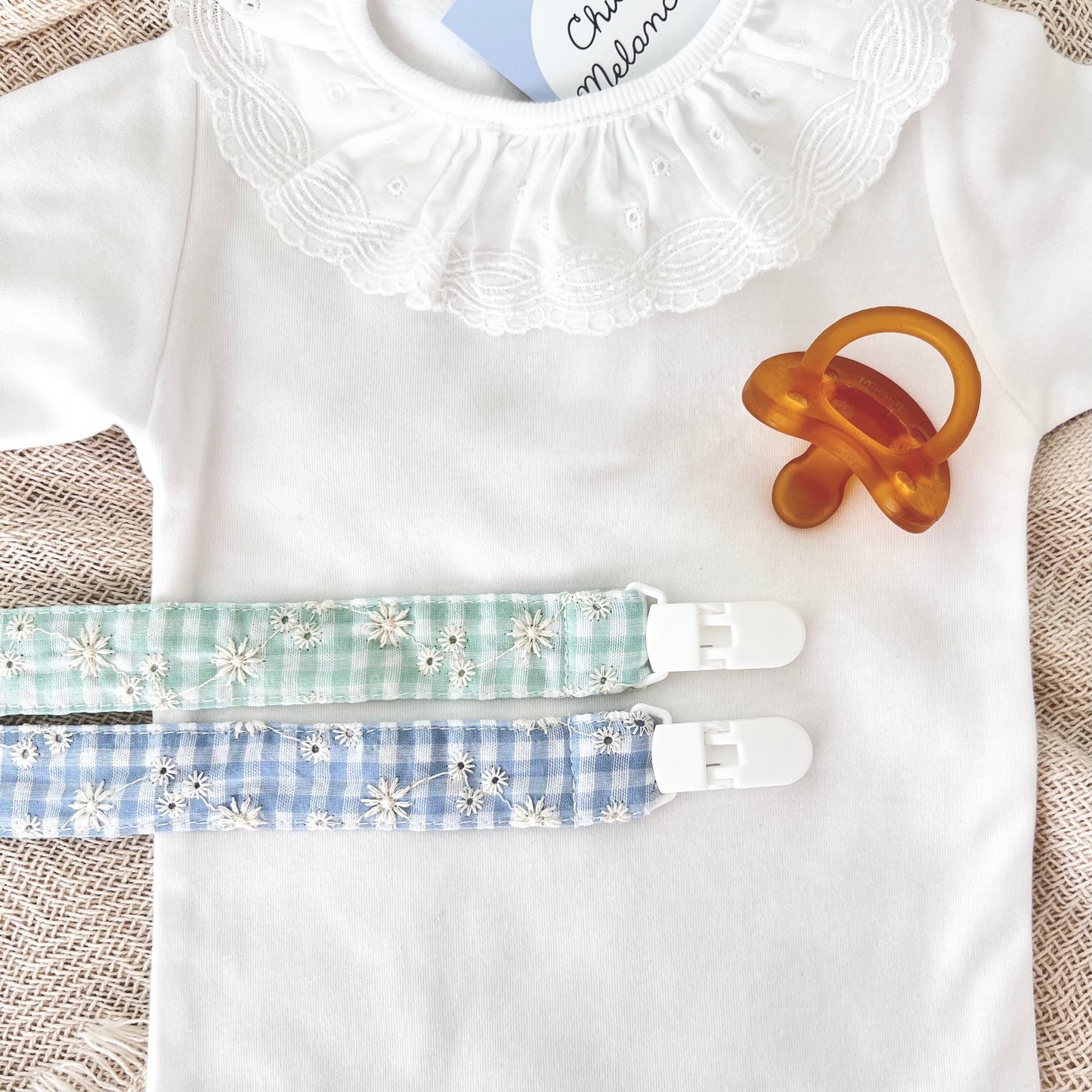CARMEN EMBROIDERED Pacifier Clip
