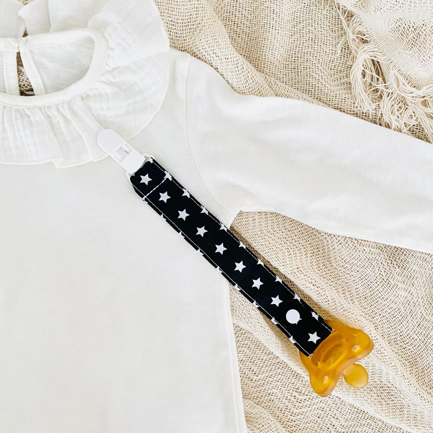DENIM STARS Pacifier Clip