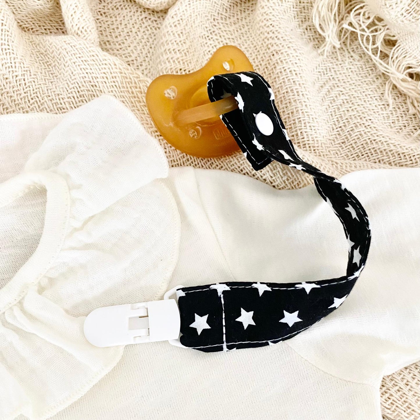 DENIM STARS Pacifier Clip
