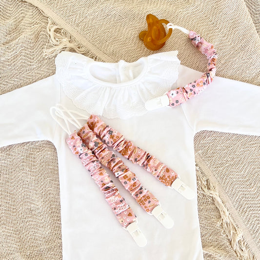 PINK BLOOM Pacifier Clip