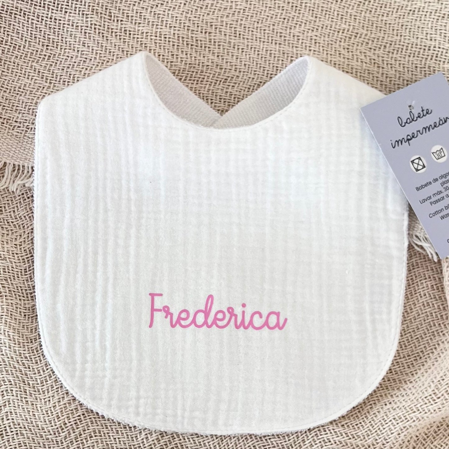 Waterproof Bib PENELOPE WHITE  (Costumizable)