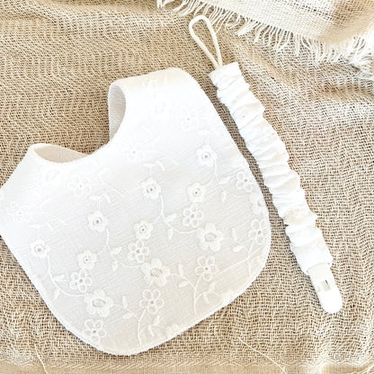 FLOWER EMBROIDERY SET (Bib and Paci Holder)