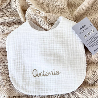 Waterproof Bib PENELOPE WHITE  (Costumizable)