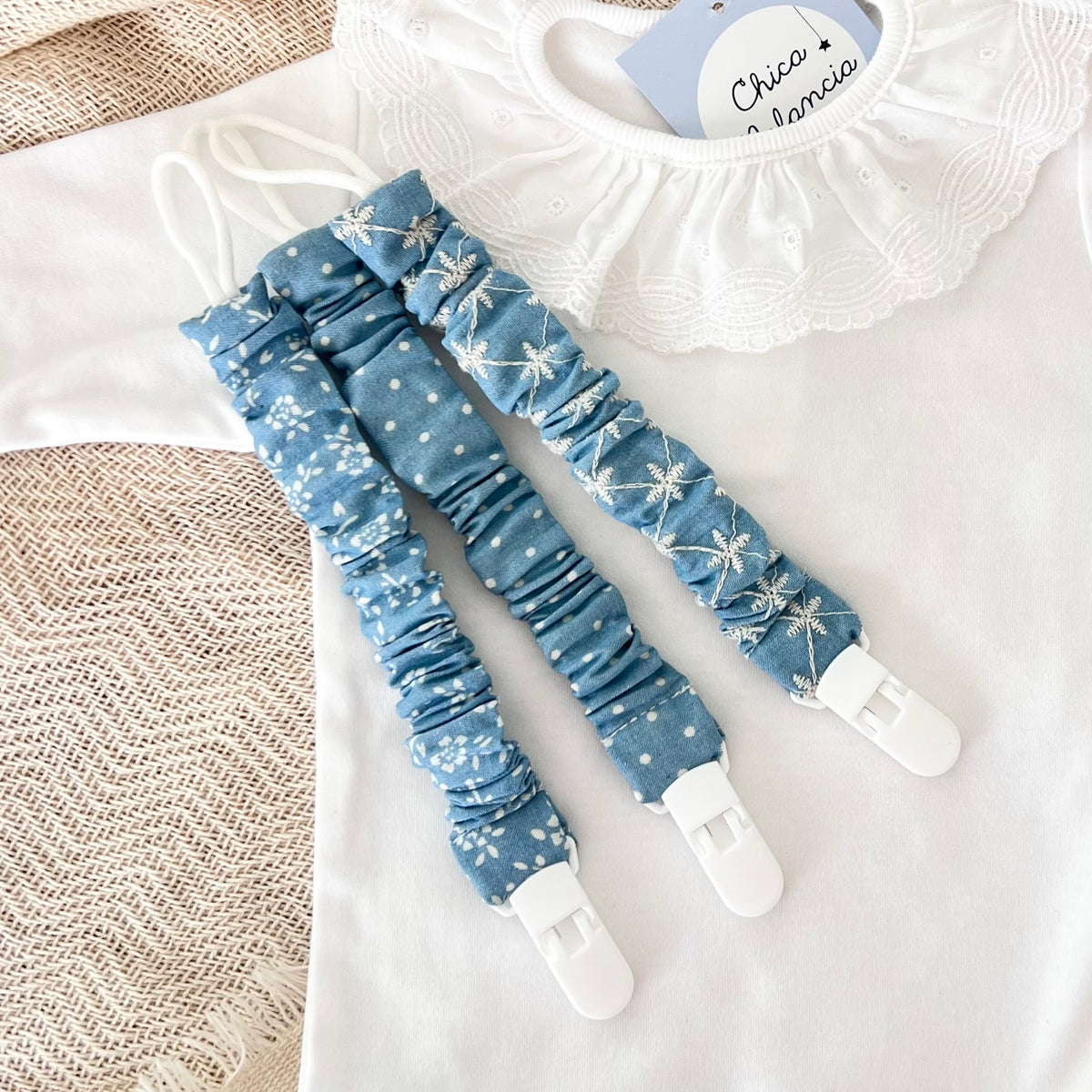 LIGHT DENIM Pacifier Clip 