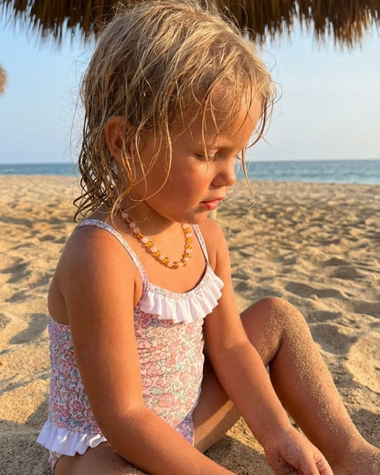 Colar de Âmbar - Mel e Rosa