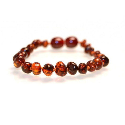Pulsera/Tobillera de Ámbar  para Bebé - Coñac